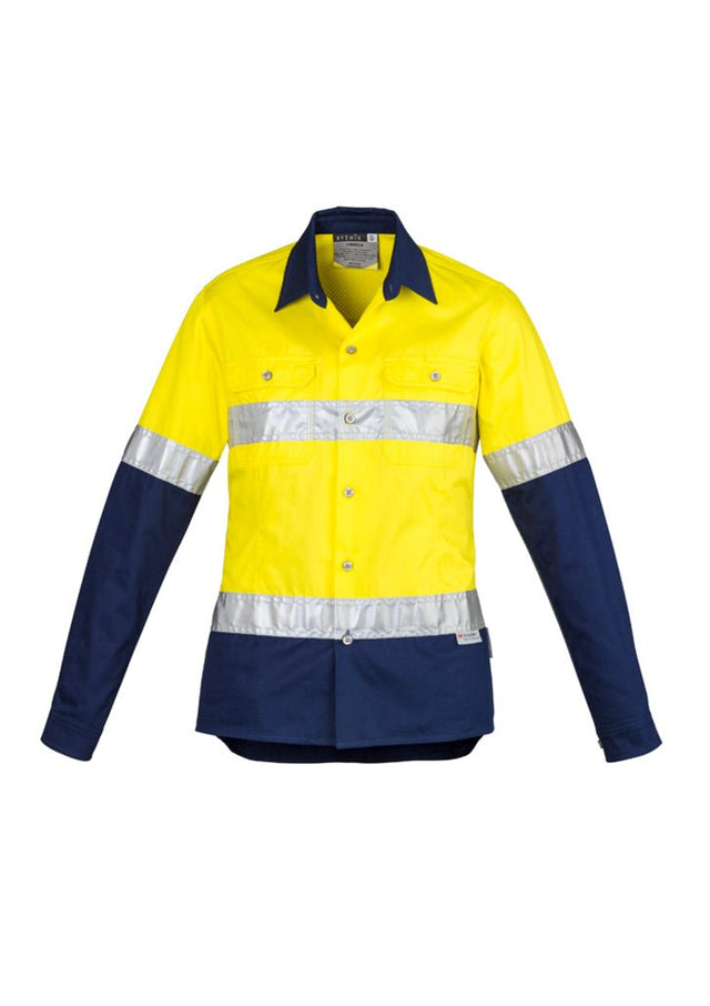 Syzmik Womens Hi Vis Spliced Industrial Shirt - Hoop Taped v - WEARhouse