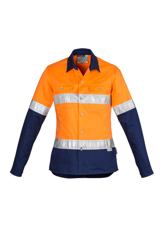 Syzmik Womens Hi Vis Spliced Industrial Shirt - Hoop Taped v - WEARhouse